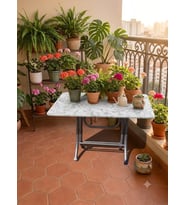 Teknor 60x90 cm Ahşap Katlanır Masa Metal Ayaklı Portatif Çok Amaçlı Balkon, Bahçe ve Mutfak Masası