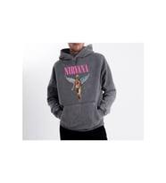 Unisex Oversize Eskitme Nirvana Kapüşonlu Sweatshirt