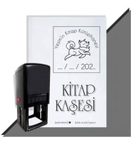 Kişiye Özel Sevimli Köpek 8 Tarihli Otomatik Kitap Kaşesi (Siyah)