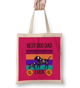 BEST DOG DAD EVER Fathers Day Gift 2021 Bez Çanta Uzun Saplı