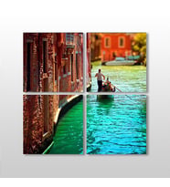 Venedik Kayık Kanvas Tablo 190x190cm (Karışık)