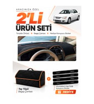 e-biz KİA CERATO (2004-2008) Uyumlu Torpido Örtüsü + Tay Tüyü Çanta - Siyah-Kahverengi - KI006