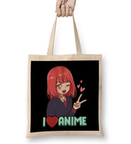 I Love Anime Cute Japanese Kawaii Anime Girl Bez Çanta Uzun Saplı