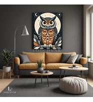 Dikey Kanvas Tablo Baykuş Hayvan Tablosu Ev Ofis Duvar Dekoru