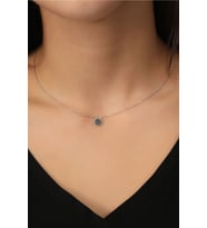 925 Ayar Gümüş Zincirli Siyah Zirkon Taşlı Güneş Model Kolye