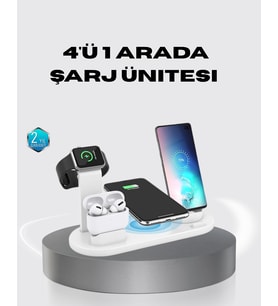 4’Lü Kablosuz Şarj Standı Iphone Watch Çoklu Şarjlı