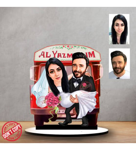 Kişiye özel Alyazmalım yeşilçam gelin damat tasarımlı Sevgili Hediyesi ,sevgililer günü Karikatür Hediyesi, Karikatür hediye, Sevgililer günü Hediyesi