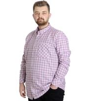 Mode XL Büyük Beden Erkek Gömlek Ekose Uzun Kollu 23300 Kırmızı