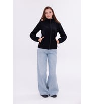 Monox Kadın Slim Fit Tam Fermuarlı Polar Ceket (Siyah)