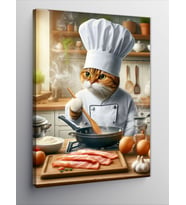 Kanvas Tablo Et Pişiren Kedi