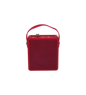 Vintage Görünümlü Deri Saplı Bluetooth Speaker Taşınabilir Şarjlı Kablosuz Ses Kutusu (Kırmızı)