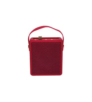 Vintage Görünümlü Deri Saplı Bluetooth Speaker Taşınabilir Şarjlı Kablosuz Ses Kutusu (Kırmızı)
