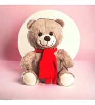 Sevimli Kırmızı Atkılı Peluş Ayıcık 25 cm