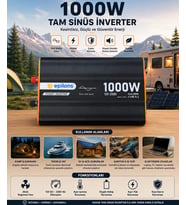 1000W Tam Sinüs İnverter 12V Ac Çevirici Sessiz Fanlı, Usb Çıkışlı, Araç Karavan Tekne Solar Uyum