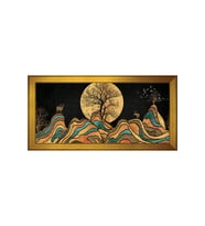 Soyut Şekiller Motifli Kanvas Tablo 80 x 110 cm Gold Çerçeve