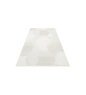 Makine Kaymaz Yıkanabilir Beyaz Geometrik Triko Salon Mutfak Halısı Koridor Halısı Yolluk 21 CREAM BEI