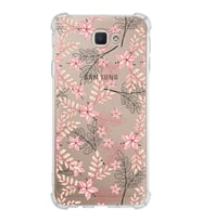 Samsung Galaxy J7 Prime  Köşe Korumalı Antişok Kapak Floral Kırmızı Tasarımlı Şeffaf  Kılıf