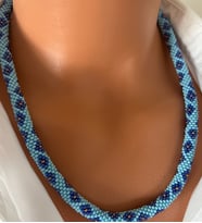 Chibeads Alaçatı Mavi Desenli Kadın Kolye ve  Bileklik Set