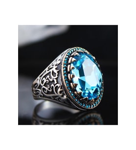 Turkuaz Paraiba Taşlı Yanı Işlemeli Özel Seri Vog -  Ey3128