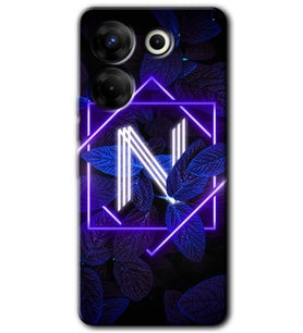 Tecno Camon 20 Pro 5G Kılıf HD Desen Baskılı Kılıf - Dark Neon Yaprak N Harfi