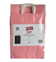 Büküm Saplı Kraft Kağıt Karton Hediyelik Çanta Poşet Torba - Pembe - 25x31 Cm. - 25 Adetlik Paket