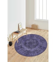 Dijital Baskılı Kaymaz Taban Yıkanabilir Yuvarlak Salon Halısı Koridor Halısı Paspas NDY-HT-148 (Mor)