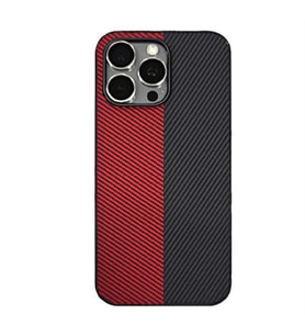 Coverzone iPhone 15 Pro Max Pro ile uyumlu K?l?f Karbon Fiber Desenli Double Color 2mm Kamera Koruma �?k?nt?l? ENIGMA iPhone 15 Pro Max Pro i�in K?l?f Red Gray