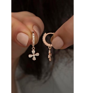 925 Ayar Gümüş Sallantılı Rose Çiçek Küpe