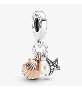 Nur Silver Deniz Kabuğu, Deniz Yıldızı ve İncili Gümüş Charm NUR-BL00282