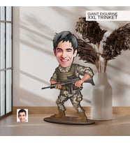 BK Gift Kişiye Özel Asker Karikatürlü Büyük Boy Ahşap Biblo-1, Arkadaşa Hediye , Sevgiliye Hediye, Kişiye Özel Biblolar