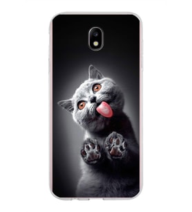 PrintiFy Samsung Galaxy J7 Pro ile Uyumlu 1mm Slim Fit Kedi 2 050c Baskılı Şeffaf  Kılıf