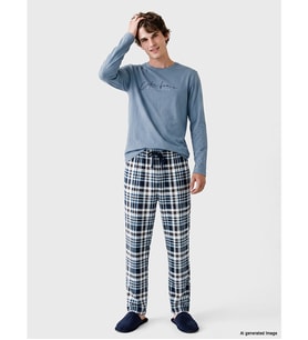LC WAIKIKI Lacivert Regular Fit Ekose Erkek Pijama Takımı