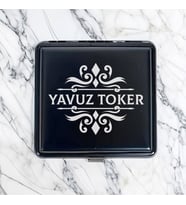 Lazer İşlemeli İsimli Metal Siyah Sigara Tabakası