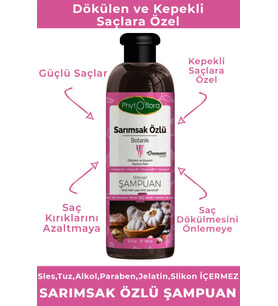 Phytoflora Tuzsuz Yağlı Ve Dökülen ve Kepekli Saçlara Özel Sarımsak Özlü Bitkisel Şampuan 400 ML