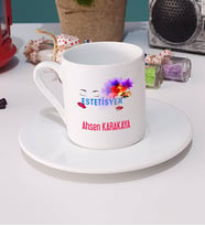 Estetisyen Türk Kahvesi Fincanı Beyaz