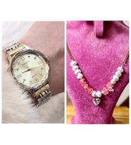 Ferrucci Kristal Efektli Taşlı Kadran Kadın Kol Saat+Çelik Kolye Hediye (Altın)