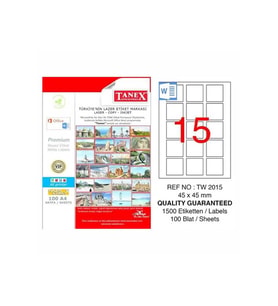 Tanex Laser Etiket 100 Yaprak 45x45 MM Lazer Yazıcı Etiketi
