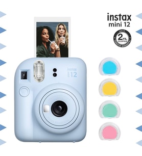 Instax mini 12 Mavi Fotoğraf Makinesi ve 4'lü Renkli Lens Seti