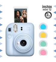 Instax mini 12 Mavi Fotoğraf Makinesi ve 4'lü Renkli Lens Seti