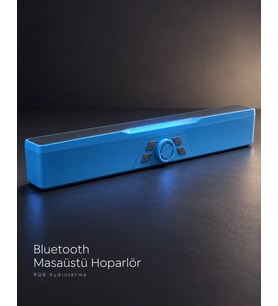 Döner Kontrol Düğmeli Bluetooth 5.4 Kablosuz Hoparlör 6 W Rgb Işıklı Mavi