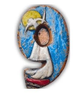El Yapımı Deniz Temalı Seramik Kapı No.9 - 8x13 cm - Akdeniz/Ege ruhu - Dekoratif Ev, Villa, Site Girişi, Dış Mekan ve Apartman Girişi
