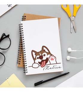 Sevimli Köpek Baskılı Defter Kişiye Özel