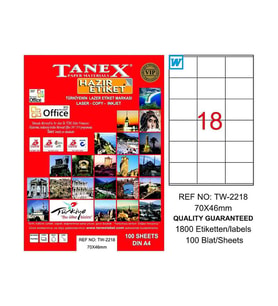 TANEX 2218 LASER ETİKET 70x46mm 18x100 1800 ADET