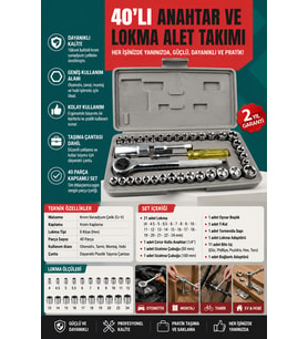 Çok Amaçlı 40 Parça Lokma Anahtar Takımı Korozyona Dayanıklı Çelik