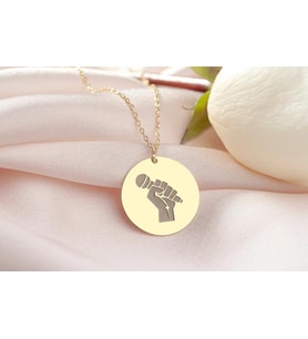 Tasarım Mikrofon Model Kolye 925K Gümüş Müzik Severlere Özel Hediye (Gold)