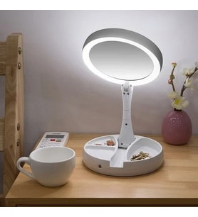 Monozone 10x Katlanabilir Makyaj Aynası Çift Taraflı Usb Vanity Led Işıklı Büyüteçli Ayna Make Up