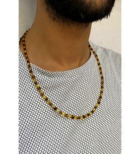 Küp Kesim Orijinal Çift Renkli Damla Kehribar Kolye