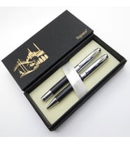 Signator® S342 Krom Siyah Roller Kalem + Tükenmez Kalem Set  İsme Özel Kalem  Hediyelik Kalem (Karışık)