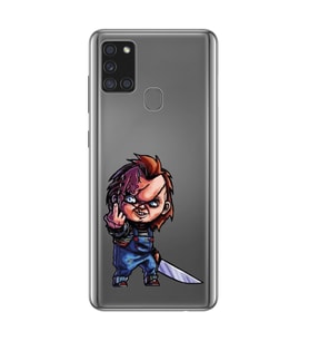 Samsung Galaxy A21S Uyumlu Chucky Tasarımlı Şeffaf Telefon Kılıfı