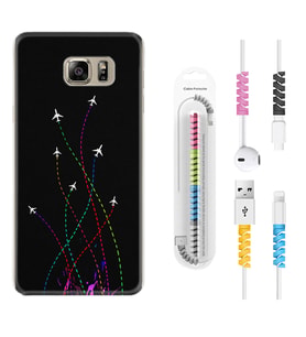 Samsung S7 Edge S20 Fe Plus Ultra S21 S22 Kılıf Kablo Koruma Spiral Silikon Line Planet 1736